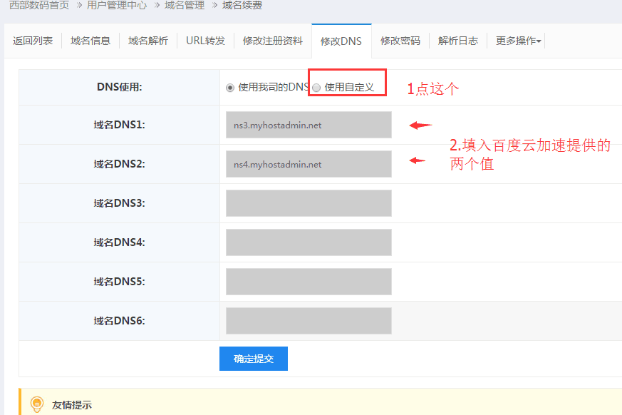 在自定義dns中，填入新的dns值